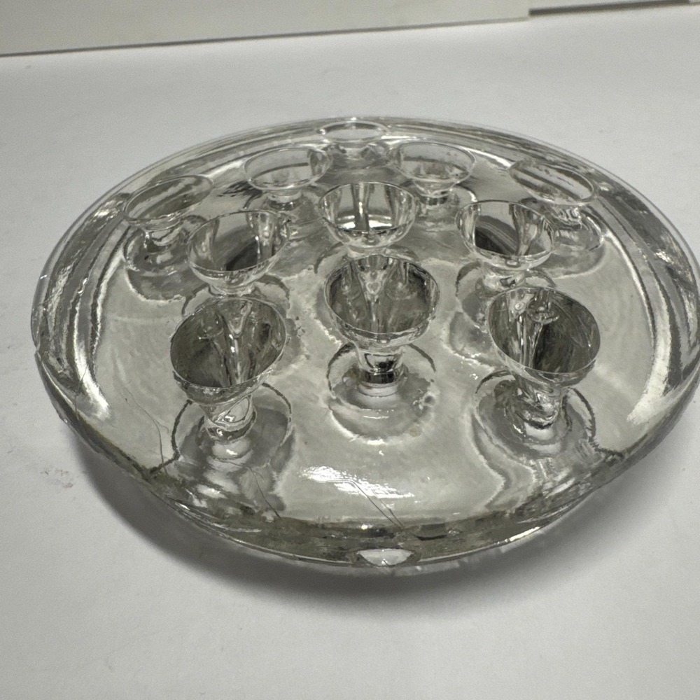 VTG Clear Glass Flower Frog – 11 Hole, Round Dome, 3" Footed Floral Holder‎